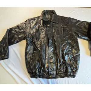MAXAM Genuine Leather Jacket Men’s XL Black Lambskin Bomber Coat